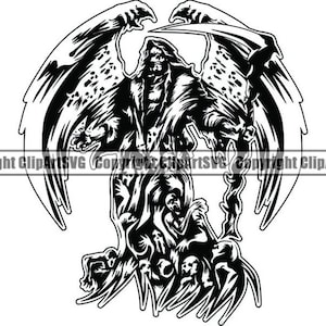 Grim Reaper #19 Blade Death Sickle Evil Kill Killer Grim Horror Ghost Tattoo Skeleton Bone Logo .SVG .PNG Clipart Vector Cricut Cut Cutting