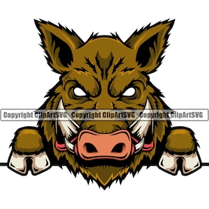 Dzik Dzik Dzik Podglądanie Peek-A-Boo Świnia Razorback Głowa Zwierzę Zły Kreskówka College Zespół Sport Maskotka Projekt Logo SVG PNG Clipart Wektor Cięcie
