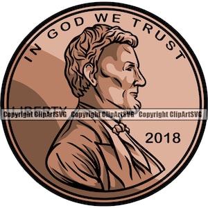 1 Cent Copper Penny Coin Collecting Money Cash Rich Bank Save Loan Usd Wealth Ad Sign Art Design Element Logo SVG PNG Clipart Vector Cut