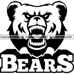 Grizzly Bear Sports Team School Mascot Grizzlies Brown Black Wildlife Wild Animal Zoo Design Element Logo SVG PNG Clipart Vector Cut Cutting