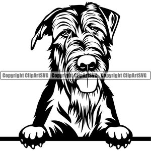 Ierse Wolfshond Hond Gluren Peek-A-Boo Stamboom Canine Raszuivere K9 Huisdier Hound Animal Design Logo SVG PNG Clipart Vector Cricut Cut Cutting