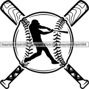 Logo baseballu #23 Gracz Turniej Piłka Kij Liga Sprzęt Szkoła Zespół Gra Sport Projekt Znak .SVG .PNG Clipart Wektor Cricut Cięcie Cięcie