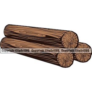 Wooden Logs Timber Natural Brown Tree Lumber Nature Cut Forrest Old Bark Industry Wood Log SVG PNG Clipart Clipart Vector Cut Cutting File