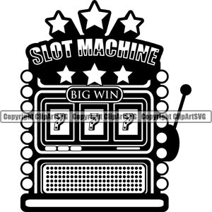 Jackpot Slot Machine Lucky 777 Casino Bet Money Chip Win Risk Play Win Winner Sign Vegas Spin Game Design Logo SVG PNG Vector Clipart Cut