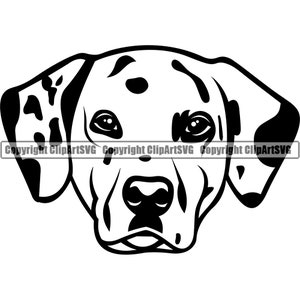 Cão Dálmata Raça Feliz Cabeça Sorridente Pata Filhote de Cachorro Filhote de Animal de Estimação K-9 Bombeiro Bombeiro Logotipo SVG PNG Clipart Corte Corte