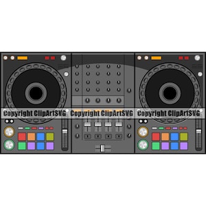 DJ Disc Jockey Setup Moderne CD Compact Disc Draaitafel Audio Muziek Mixer Vinyl Record Album Club Sound Design Logo SVG Png Vector Clipart Knippen