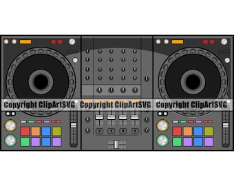 DJ Disc Jockey Setup Modern CD Compact Disc Turntable Audio Music Mixer Vinyl Record Album Club Sound Design Logo SVG Png Vector Clipart Cut