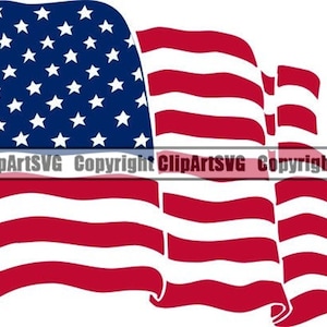 United States Of America Wavy Flag US U.S. U.S.A. USA American Stars Stripes Pride Sign Art Design Logo SVG Vector Clipart Cut Cutting File