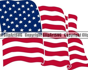 United States Of America Wavy Flag U.S. U.S.A. American Stars Stripes Art .JPG .PNG Digital Clipart Clip Art Design Graphic Download File