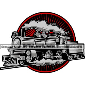 Train Locomotive Steam Engine Conductor Tracks Railroad Railway Vintage Transportation Cargo Logo SVG  PNG Clipart Vector Cricut Cut Cutting