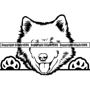May include: Black and white line art illustration of a dog's head peeking over a surface with its tongue sticking out. The dog has a happy expression and is looking directly at the viewer.