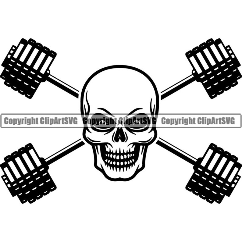 Bodybuilding Logo 61 Skull Barbell Bar Weightlifting Fitness Etsy