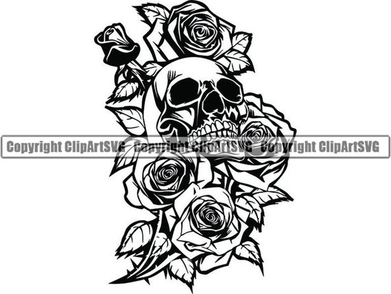 Skull 25 Roses Death Evil Kill Killer Tattoo Human Bodypart Etsy Skull 25 Roses Death Evil Kill Killer Tattoo Human Bodypart Etsy