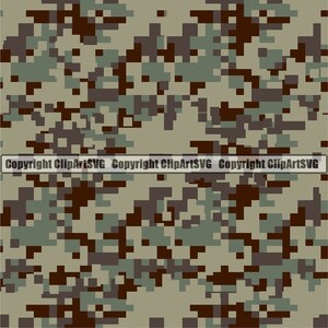 May include: A digital camouflage pattern with squares in shades of brown, green, and beige.  Copyright ClipArtSVG.