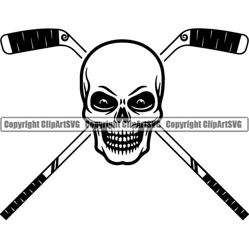 Hockey Logo 29 Skull Puck Helmet Player Stick Mask Pads Arena Etsy