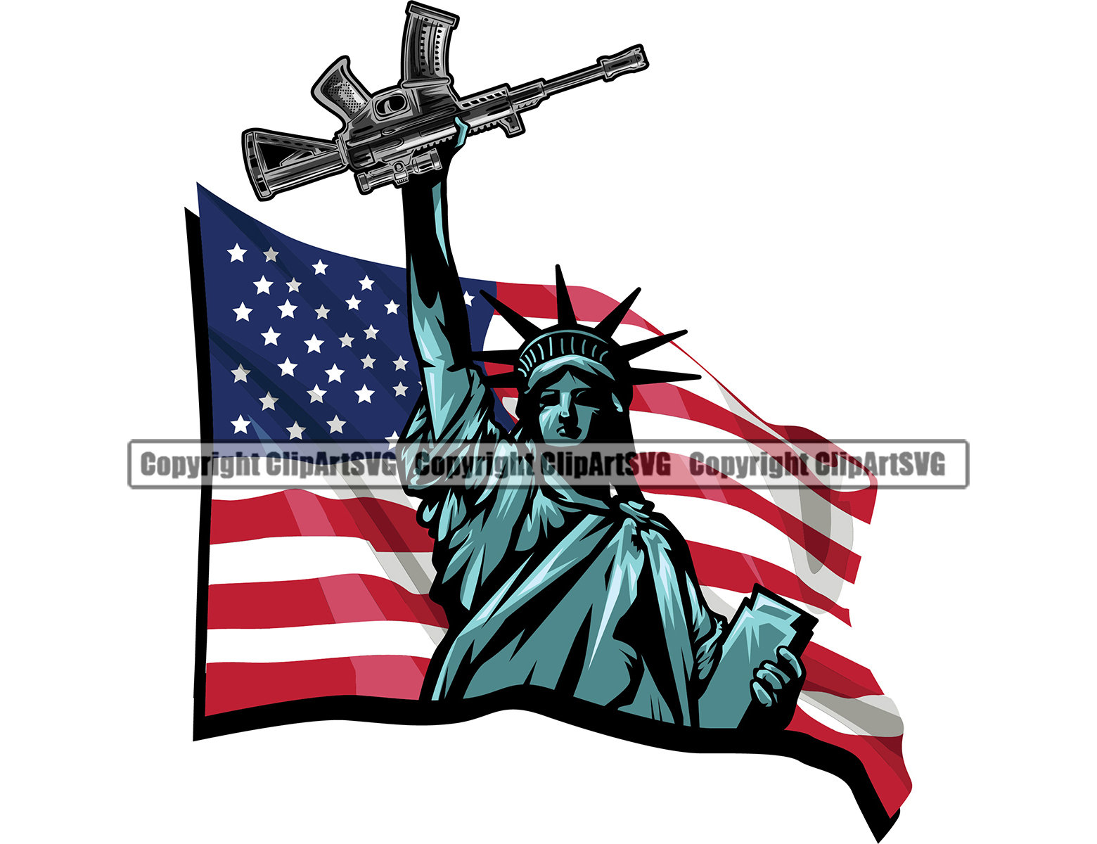Statue of Liberty Gun USA Flag Proud American Pride Vet Weapon Etsy