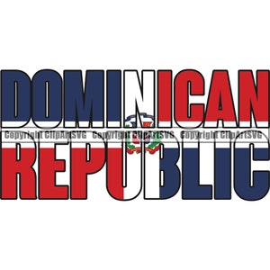 Dominikanische Republik Name Wort Text Flagge Land Welt Nation Karte Zeichen Symbol Design Element Logo SVG PNG Clipart Vektor Cricut Cut Cutting