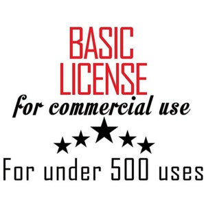 BASIC COMMERCIAL LICENSE For One Digital Product Design For One Person Up To 500 Uses! ExpertOutfit Inc. Artwork Clipart Graphic Licensing!