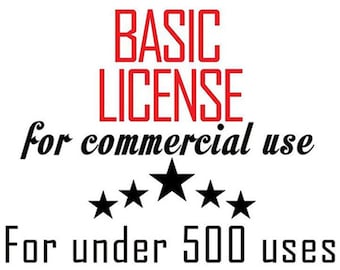 BASIC COMMERCIAL LICENSE For One Digital Product Design For One Person Up To 500 Uses! ExpertOutfit Inc. Artwork Clipart Graphic Licensing!