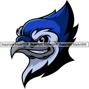Blue Jay Bird mascotte school team hoofd gezicht sport eSport spel embleem teken club badge kunst pictogram tekst ontwerp logo SVG PNG vector clipart snijden