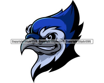 Blue Jay Bird Mascot School Team Head Face Sport eSport Game Emblem Sign Club Badge Art Icon Text Design Logo SVG PNG Vector Clipart Cutting