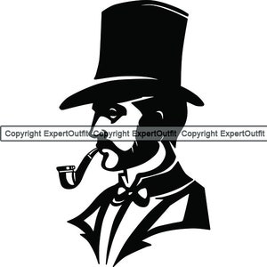 Smoking Man Logo Pfeife Zigarre Bar Tabak Blatt Rauch Stumpfe Asche Asche Zigarette Gentleman Club Retro.SVG .PNG Clipart Vektor Cricut Schneiden Schneiden