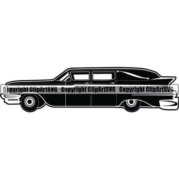 Hearse #1 Death Funeral Coffin Burial Sadness Service Cemetery Hearse Casket Church Chapel Design Logo SVG PNG Vector Clipart Cut Cutting