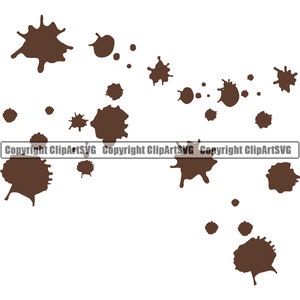 Mud Chocolate Splash Drip Splatter Splat Liquid Drop Paint Poop Feces Stain Smear Design Element Art Logo SVG PNG Clipart Vector Cutting