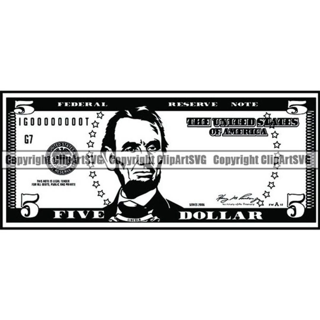 Five Dollar Bill Coloring Page