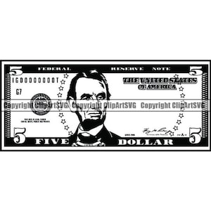 Geld #20 Cash Stack 5 Dollar Scheine Währung Business Werbung Business Design Element Logo .SVG .PNG Clipart Vektor Cricut Cut Cutting