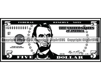 Money #20 Cash Stack 5 Dollar Bills Currency Business Advertising Business Design Element Logo .SVG .PNG Clipart Vector Cricut Cut Cutting