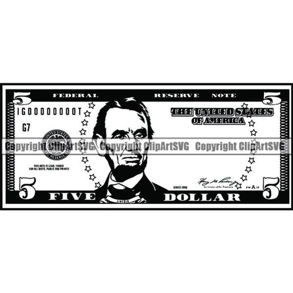 Money #20 Cash Stack 5 Dollar Bills Currency Business Advertising Business Design Element Logo .SVG .PNG Clipart Vector Cricut Cut Cutting