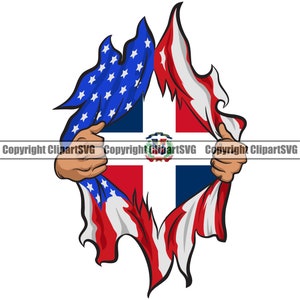 Dominican Republic Born Superhero Hand Rip Ripping USA Flag Country Nation Art Sign Symbol Design Element Logo SVG PNG Clipart Vector Cut