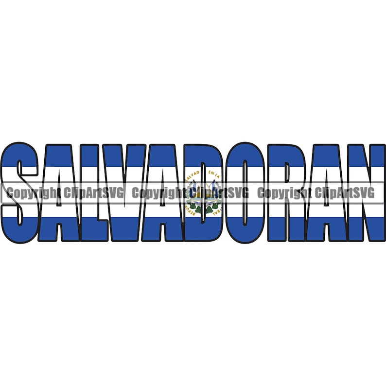 El Salvador Salvadoran Text Word Letter Typography Flag Etsy