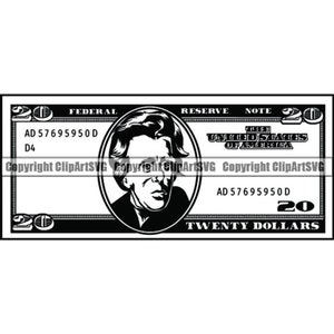 Geld #16 Cash Stack 20 Dollar Scheine Währung Business Werbung Business Design Element Logo .SVG ..PNG Clipart Vektor Cricut Cut Cutting