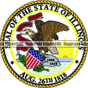 Illinois State Seal Flag VS VS Verenigde Amerika Amerikaanse natie Nationaal Document Hof Gerechtsgebouw Art. JPGClip Art Design grafisch bestand