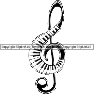 Music Note Symbol Treble Clef Sheet Musical Classical Piano Keys Design Element Artist Art Sign Illustration Logo SVG PNG Vector Cut Cutting