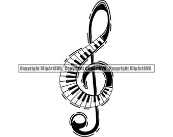 Music Note Symbol Treble Clef Sheet Musical Classical Piano Keys Design Element Artist Art Sign Illustration Logo SVG PNG Vector Cut Cutting