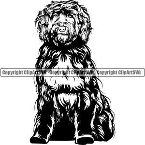 Portuguese Water Dog Sit Sitting Breed Happy Paw Puppy Pup Pet Art Spanish Irish Barbet Cute Artwork Logo SVG PNG Clipart Vector Cut Cutting
