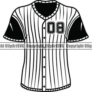 Baseball Jersey #5 Shirt Uniform Pinstripes Outfit Sports Player Equipment Game Supply Element .SVG .PNG Clipart Vector Cricut Cut Cutting