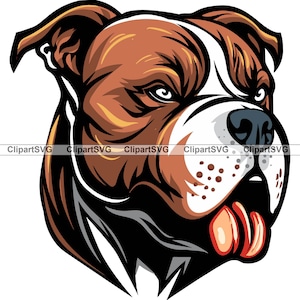 Bruin Pit Bull Terriër Hond Gezicht Puppy Honds Huisdier Amerikaanse Pitbull Rode Neus Ras Dierentekening Kunst Logo Tattoo Design SVG PNG Knippen Snijden