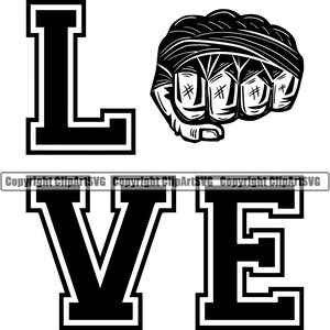 Amor MMA #5 Puño grabado Boxer Guante Anillo Lucha Lucha Luchador Boxeo Logo .SVG .EPS Digital Clipart Vector Cricut Corte Corte Descargar Archivo