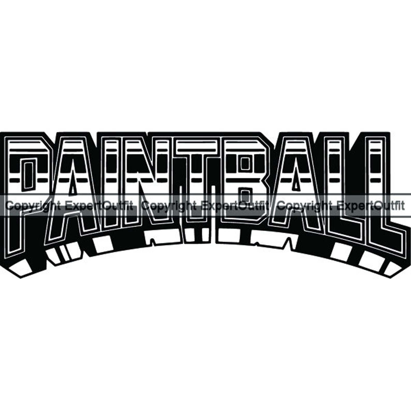 Sport Paintball Ball Word Text Type Word Lettering Badge Label Etsy