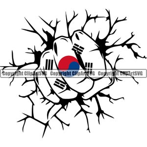 Südkorea koreanische Faustschlag Hit Break Wand Flagge Land Welt Nation Karte Zeichen Design Element Art Logo SVG PNG Clipart Vektor schneiden Schnitt