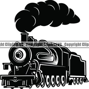Steam Engine #26 Train Locomotive Smoke Vintage Railroad Railway Track Transportation Retro Logo .SVG .PNG Clipart Vector Cricut Cut Cutting