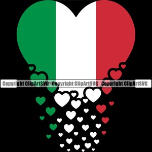 Italy Italian Sicily Falling Heart Shaped Flag European Country World National Nation Design Logo JPG PNG Clipart Vector Cut Cutting File