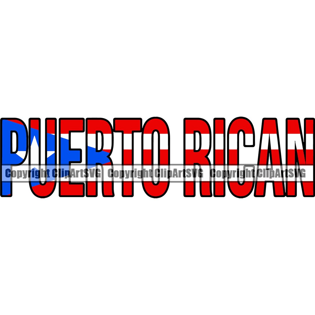 Puerto Rico Rican Name Word Text Flag Country World Nation Map Sign