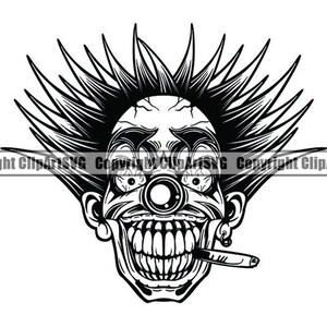 Evil Clown #9 Skull Death Evil Kill Killer Tattoo Circus Scary Face Head Horror Halloween Logo .SVG .PNG Clipart Vector Cricut Cut Cutting