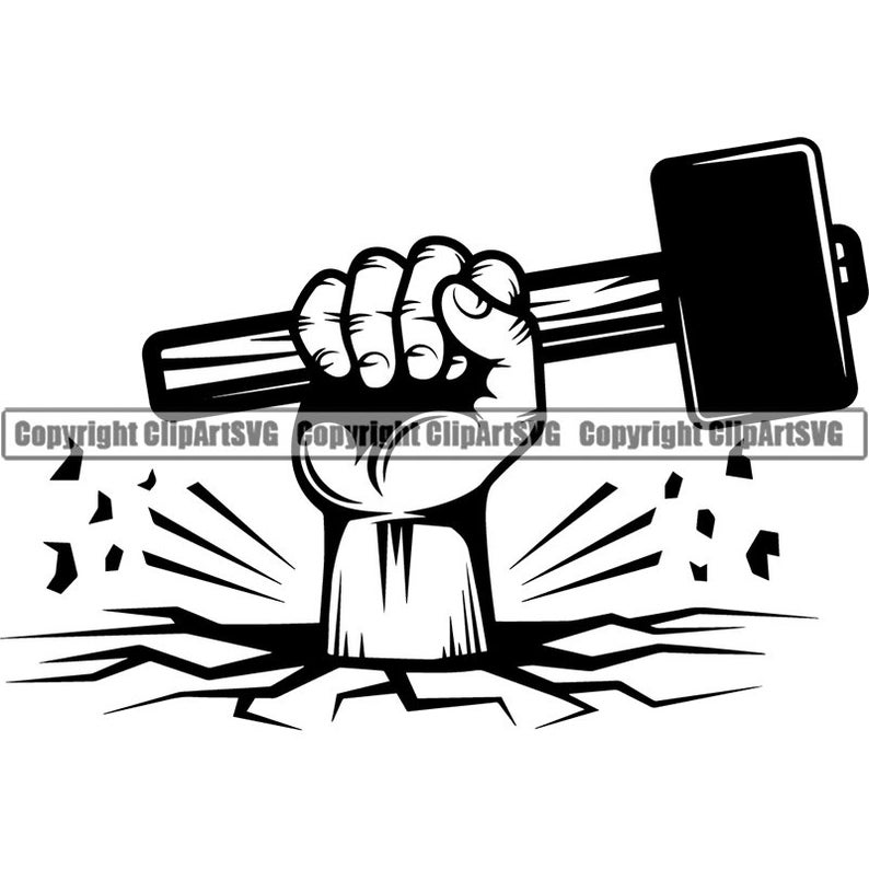 Blacksmith Logo 9 Hand Holding Hammer Forge Steel Metal Iron Etsy