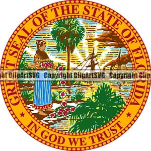Florida State Siegel Flagge USA USA Vereinigte Amerika American Nation National Dokument Gericht Gericht Art .JPGClip Art Design Grafikdatei